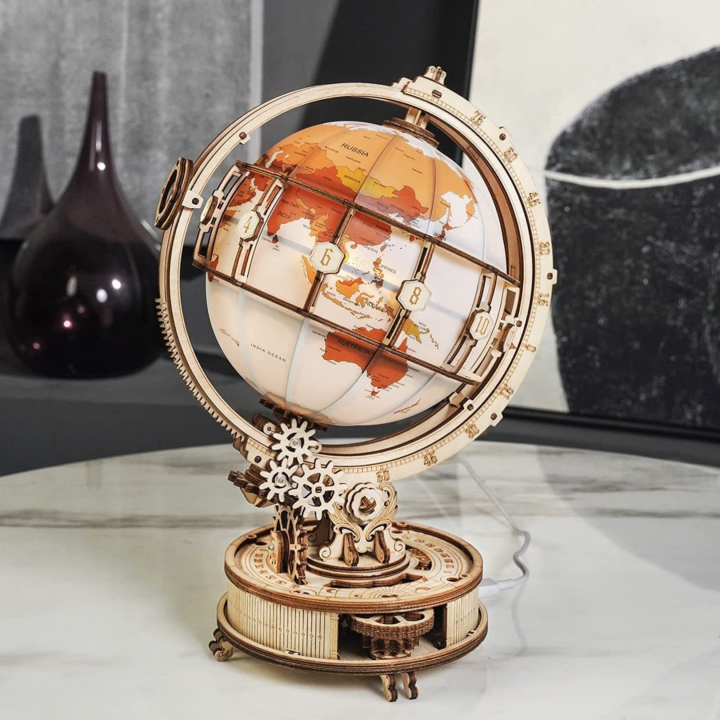 Wooden Globe Lamp 3D Puzzle Games for Birthday Gift for Kids Adults for Home Decor Building Blocks 3D