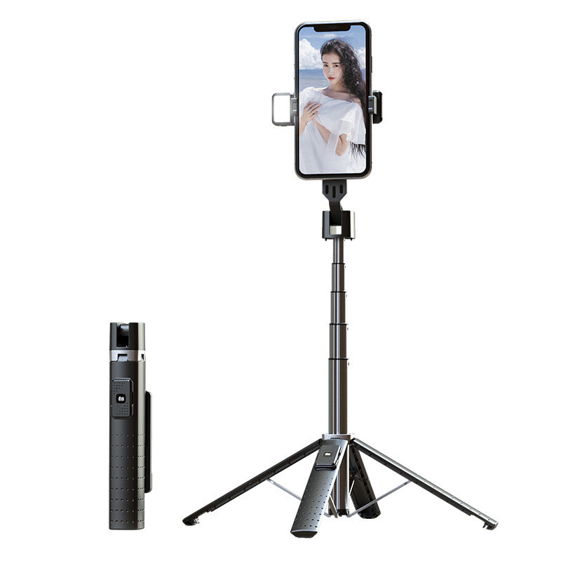 Upgraded Foldable Bluetooth Selfie Stick Extended Wireless Bluetooth Quadrupod with Double Fill Light Stick phone holder