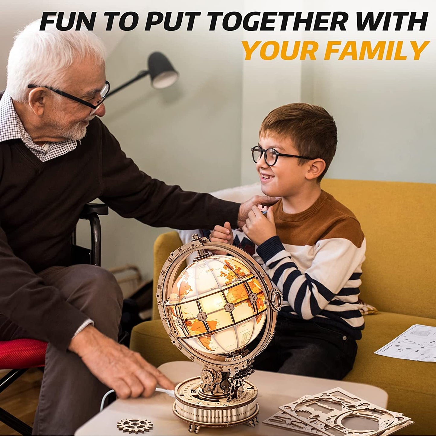 Wooden Globe Lamp 3D Puzzle Games for Birthday Gift for Kids Adults for Home Decor Building Blocks 3D