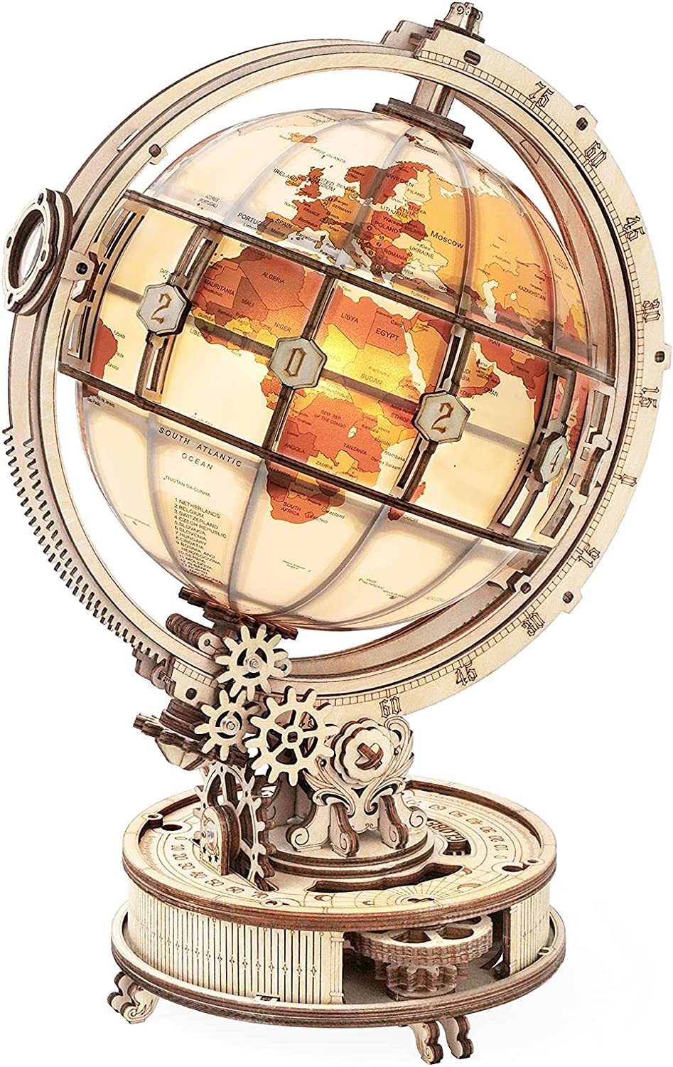 Wooden Globe Lamp 3D Puzzle Games for Birthday Gift for Kids Adults for Home Decor Building Blocks 3D
