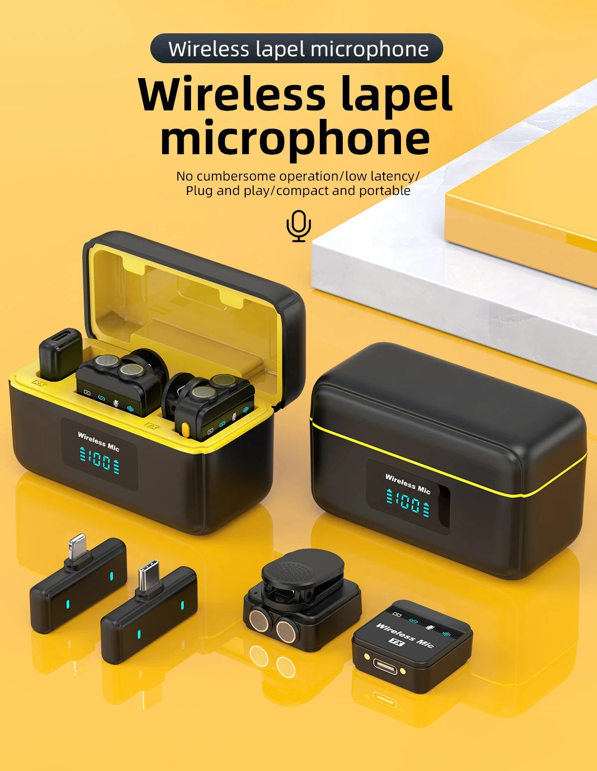 2025 Wireless Lavalier Microphone Noise Reduction Audio Video Recording Microphone For Tiktok Live Broadcast With Charging Box