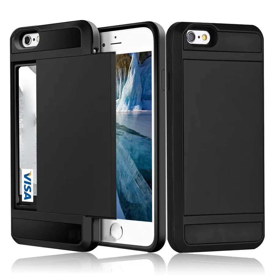 Hybrid Armor Case for iPhone 14 13 Pro Max Wallet Case Card Holder Shockproof Rubber Bumper Cover for iPhone 14 Plus Case