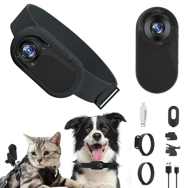 HD 1080P Dog Collar Camera No WiFi Needed Lightweight Pet Tracker with 32G Card for Barking Cats and Dogs