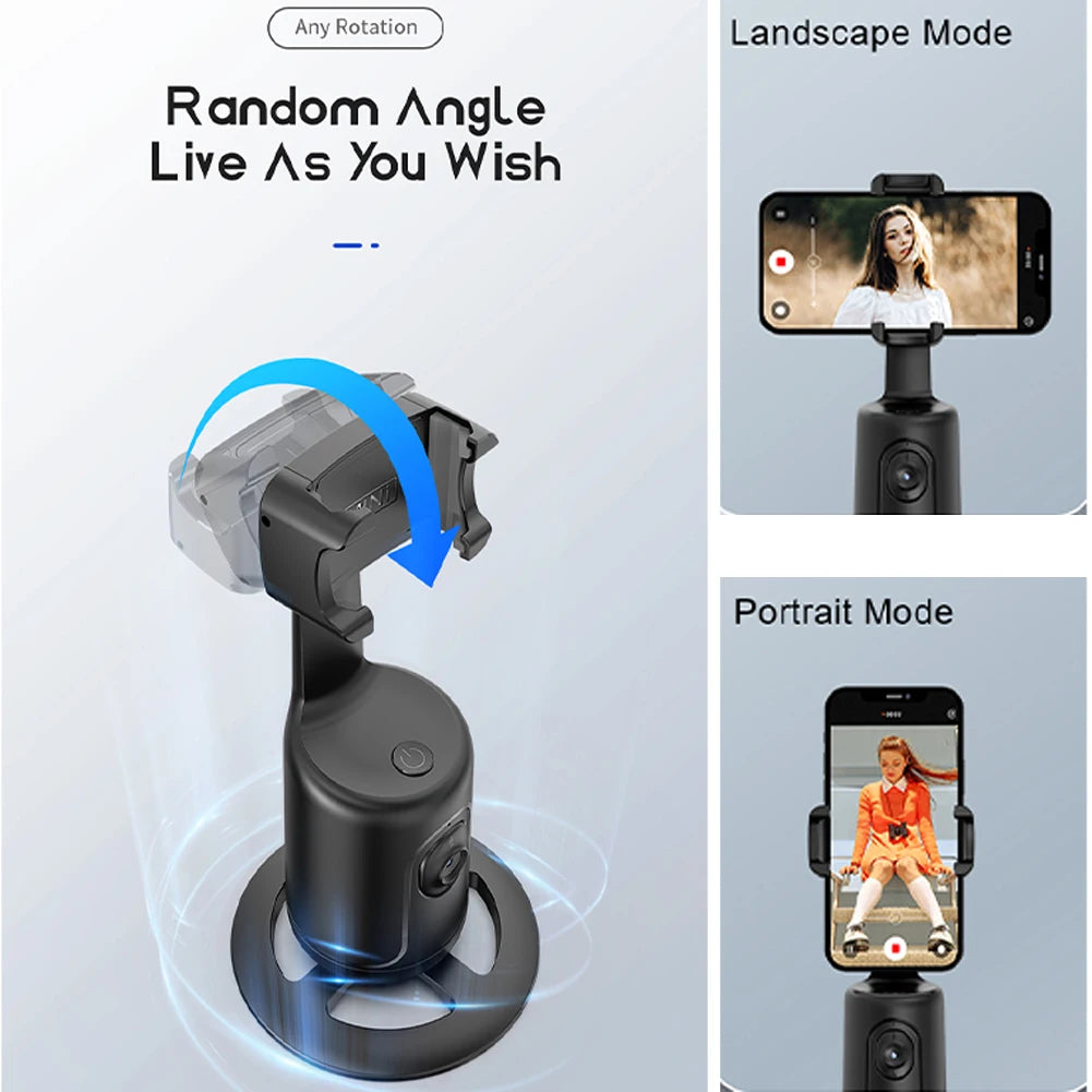 360° AI Smart Tracking Gimbal Stabilizer | Auto Face Recognition & Follow Mode | Handheld Selfie Stick for Smartphones