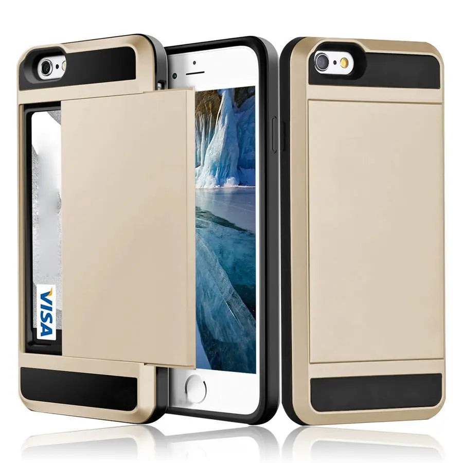 Hybrid Armor Case for iPhone 14 13 Pro Max Wallet Case Card Holder Shockproof Rubber Bumper Cover for iPhone 14 Plus Case