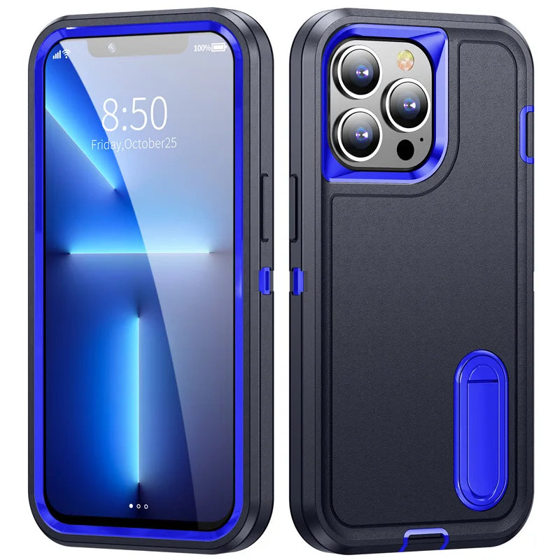2024 Hybrid Military Grade Defender Protection Case for iPhone 16 15 14 Pro Max 13 12 11 XS XR X 8 7 6 Plus Kickstand Body Cover