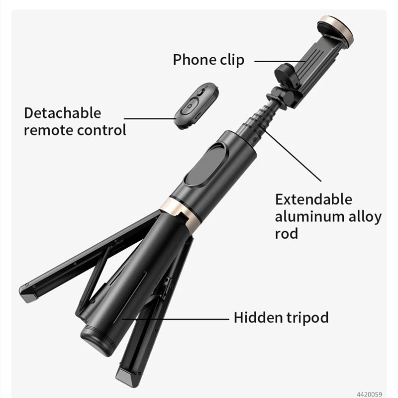 FGCLSY 2024 Bluetooth Selfie Stick & Tripod | Foldable Wireless Monopod with Remote Shutter for iPhone & Android Live Streaming & Photography