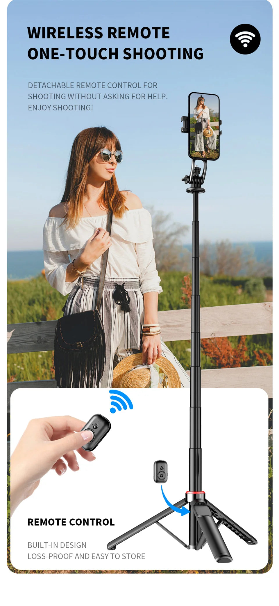 FANGTUOSI 2025 New Magnetic Selfie Stick Tripod with Remote For Cellphone For iPhone 14 13 12 Pro Max For HUAWEI XIAOMI SAMSUNG