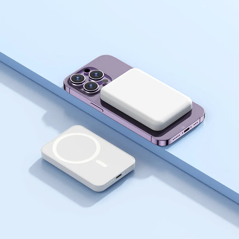 For MagSafe 5000/10000mAh magnetic wireless power bank, it is thin, light and portable, suitable for iPhone12-16 series fast cha