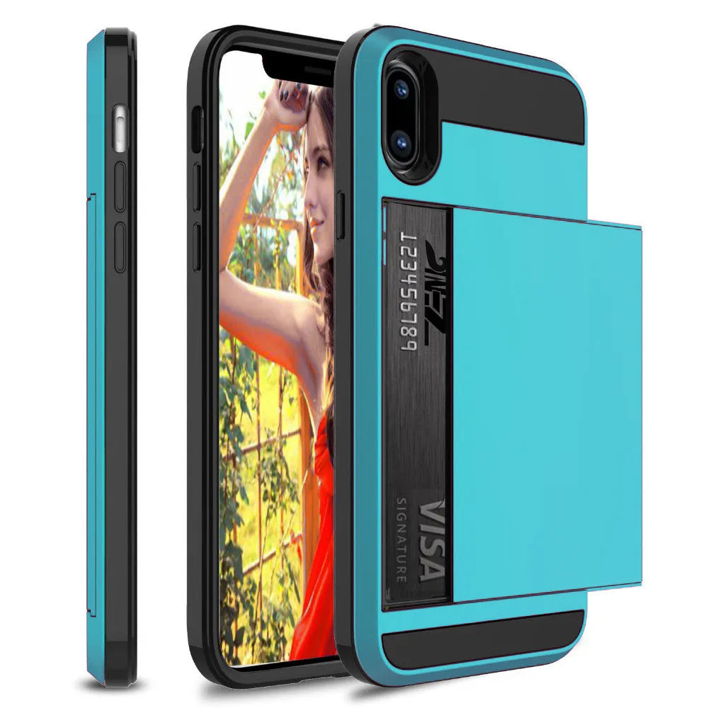 Hybrid Armor Case for iPhone 14 13 Pro Max Wallet Case Card Holder Shockproof Rubber Bumper Cover for iPhone 14 Plus Case