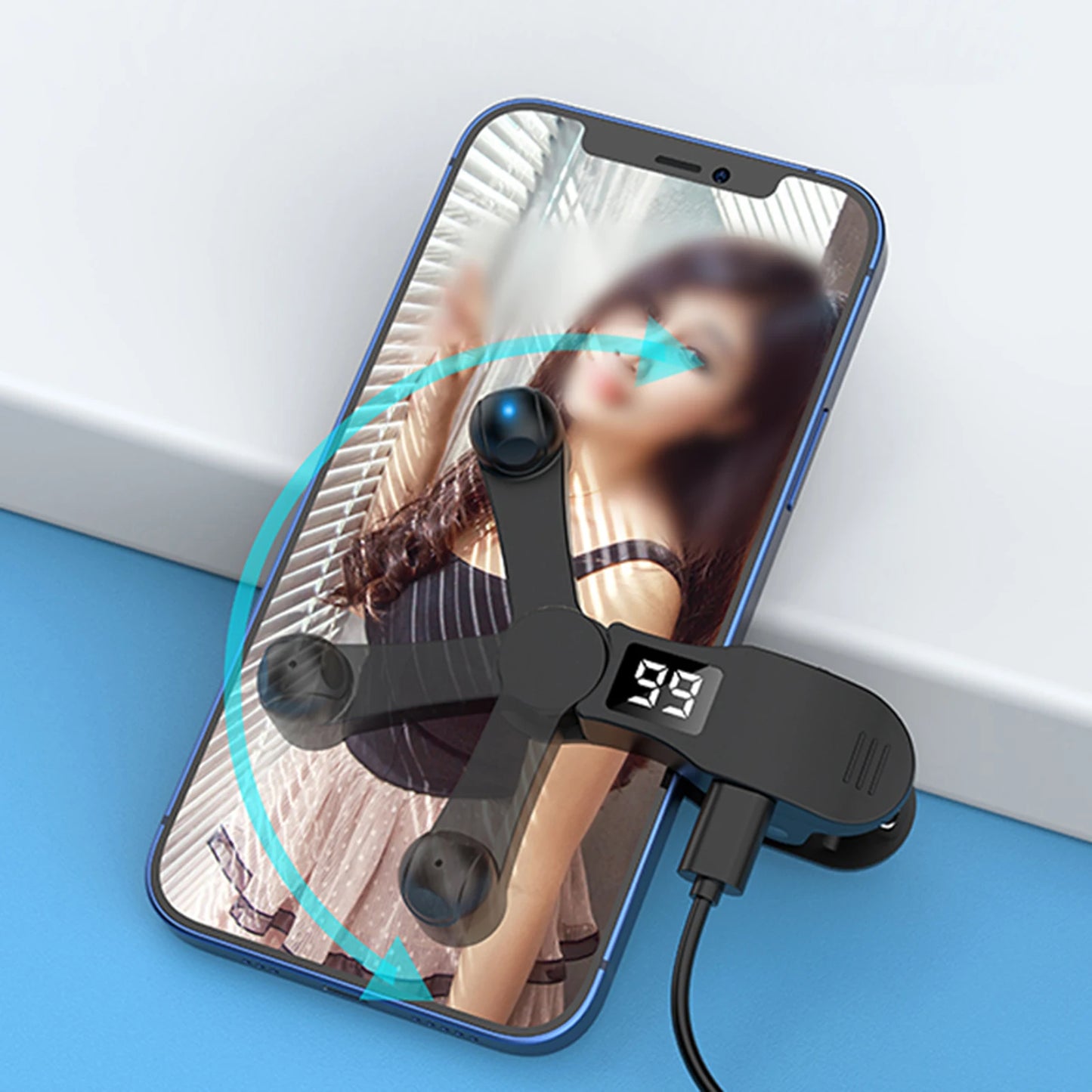 Digital Auto Screen Clicker Automatic Phone Screen Tapper 180° Rotation USB Clip-on Clicker Simulation Finger Continuous Click