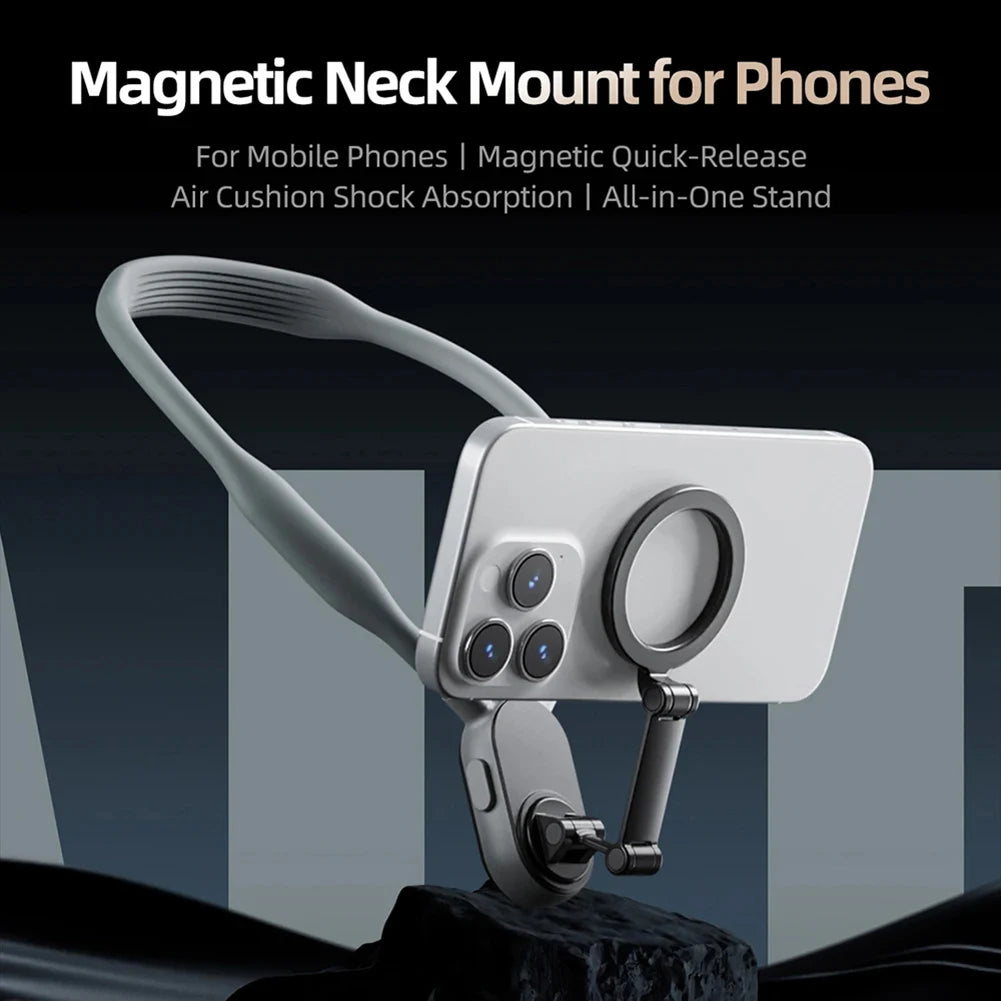 Magnetic Neck Phone Mount – Quick Release Holder for iPhone 12–15 | Vlogging & Live Streaming Accessory