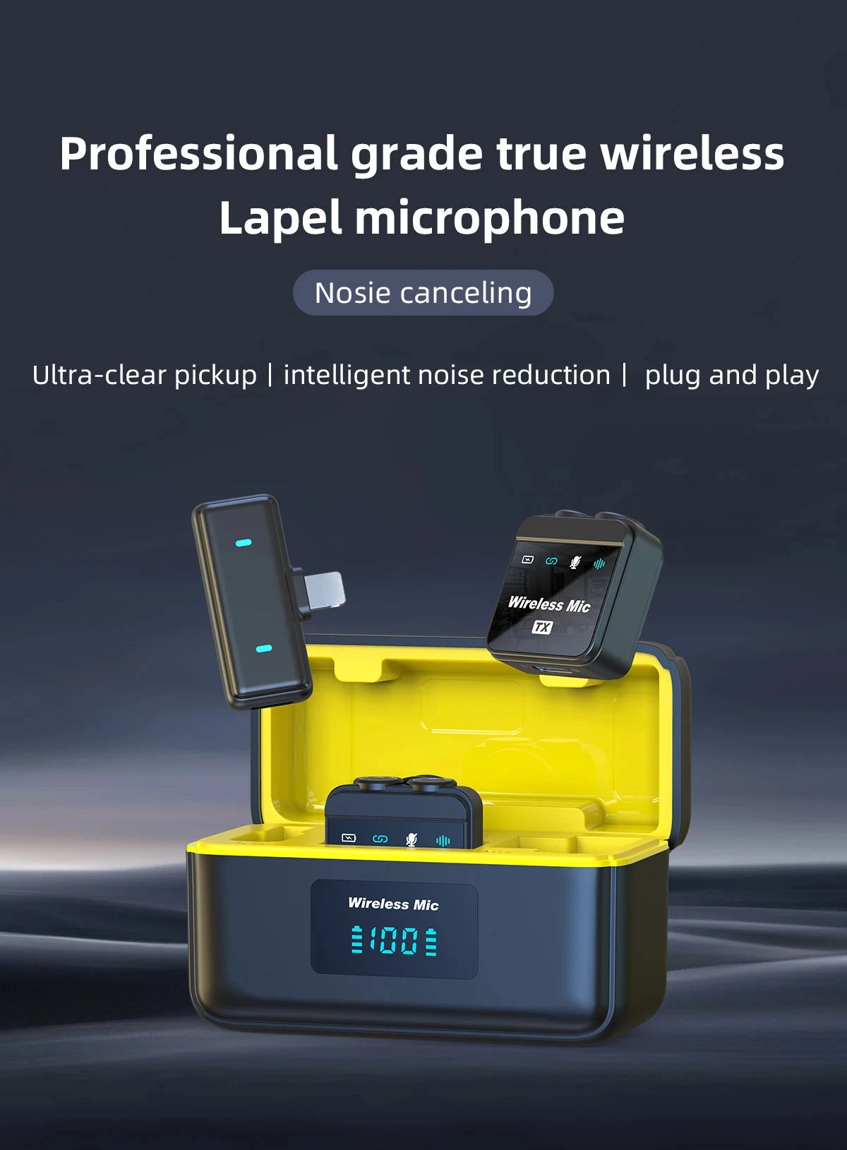 2025 Wireless Lavalier Microphone Noise Reduction Audio Video Recording Microphone For Tiktok Live Broadcast With Charging Box