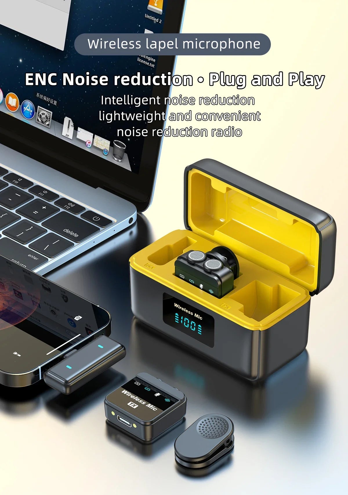 2025 Wireless Lavalier Microphone Noise Reduction Audio Video Recording Microphone For Tiktok Live Broadcast With Charging Box