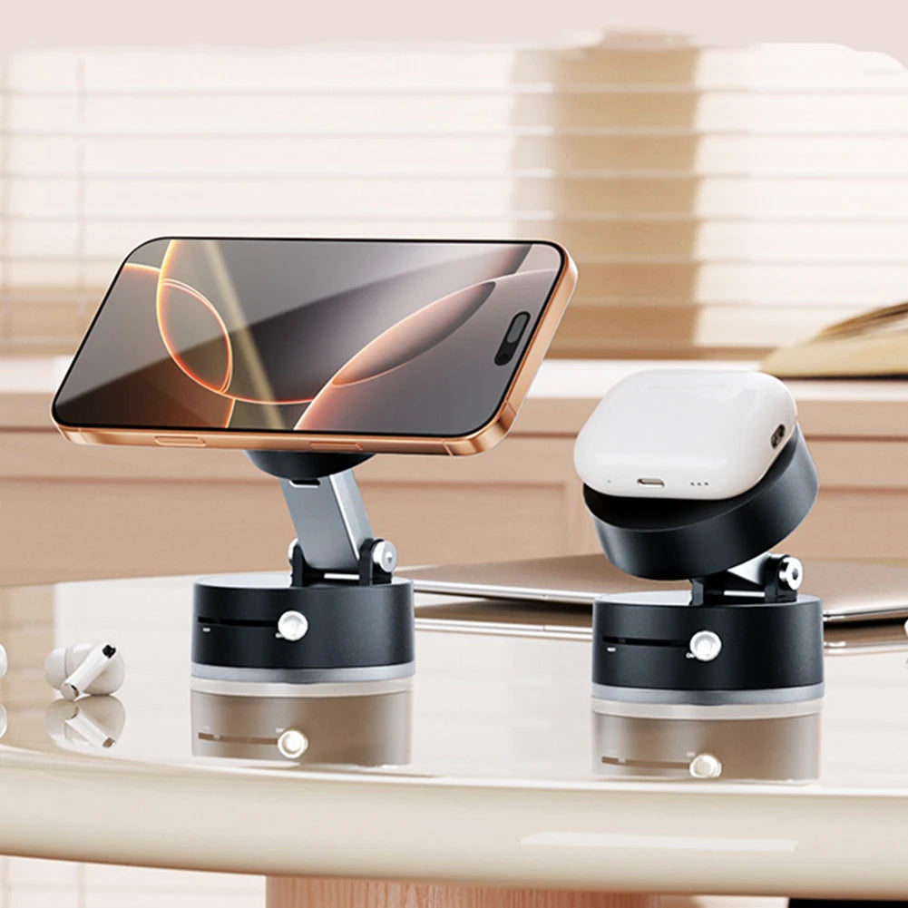 Foldable Magnetic Vacuum Car Phone Holder 360° Adjustable Double Side Suction Cup Car Navigation Bracket for iPhone 16 15 Xiaomi
