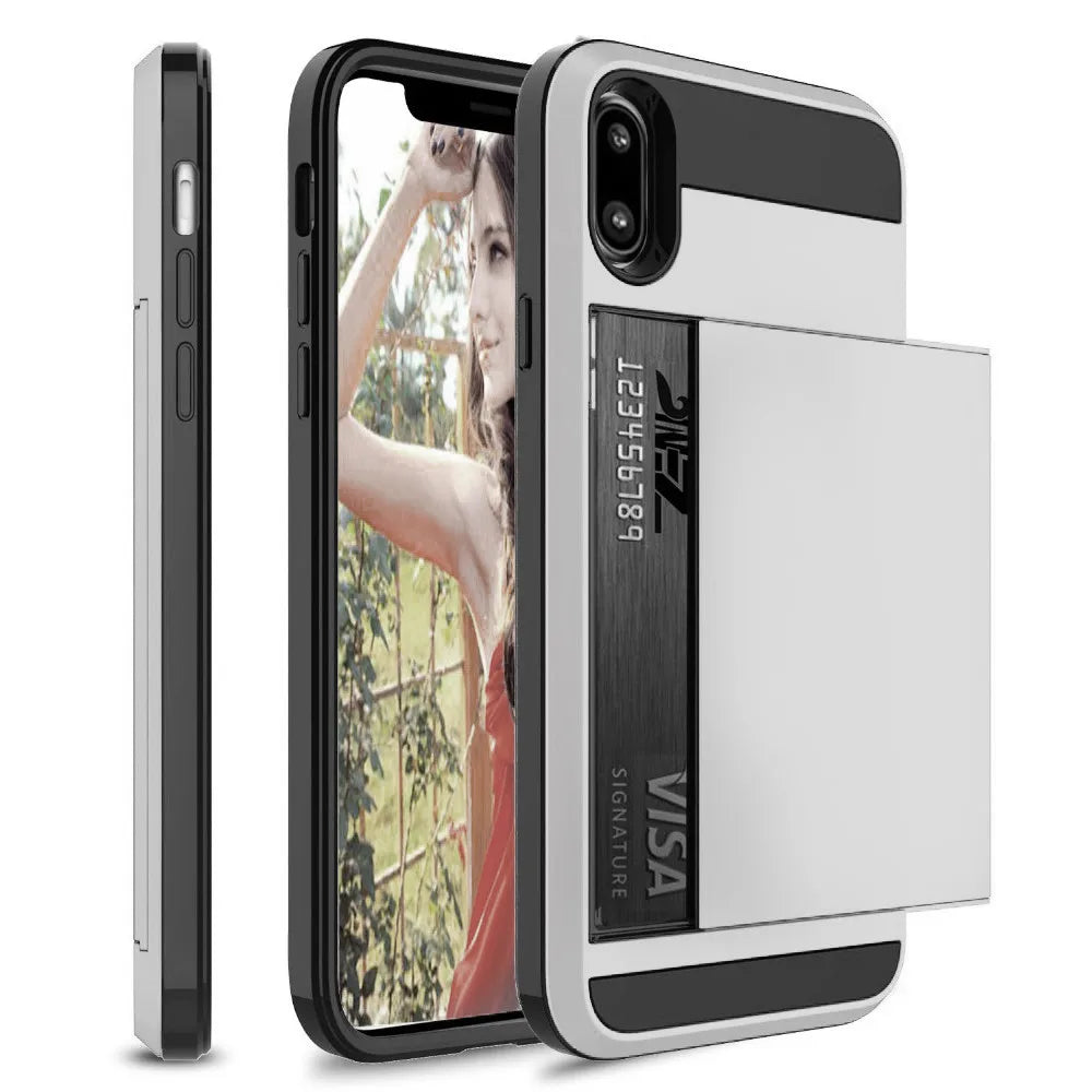 Hybrid Armor Case for iPhone 14 13 Pro Max Wallet Case Card Holder Shockproof Rubber Bumper Cover for iPhone 14 Plus Case