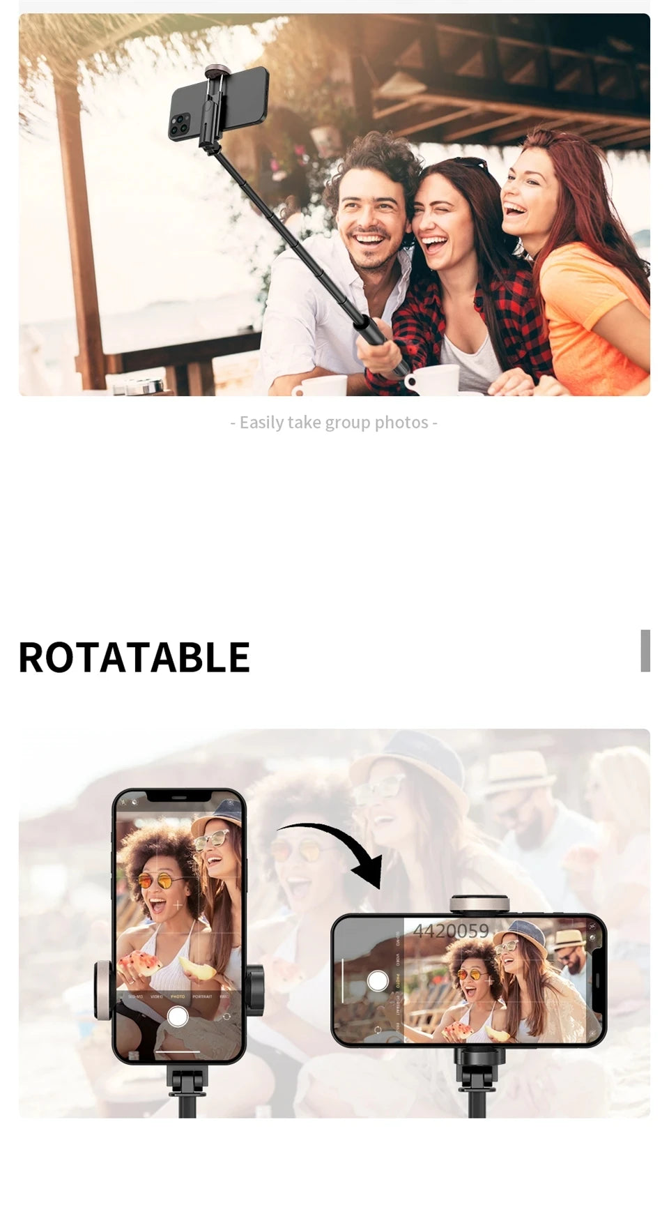 FGCLSY 2024 Bluetooth Selfie Stick & Tripod | Foldable Wireless Monopod with Remote Shutter for iPhone & Android Live Streaming & Photography