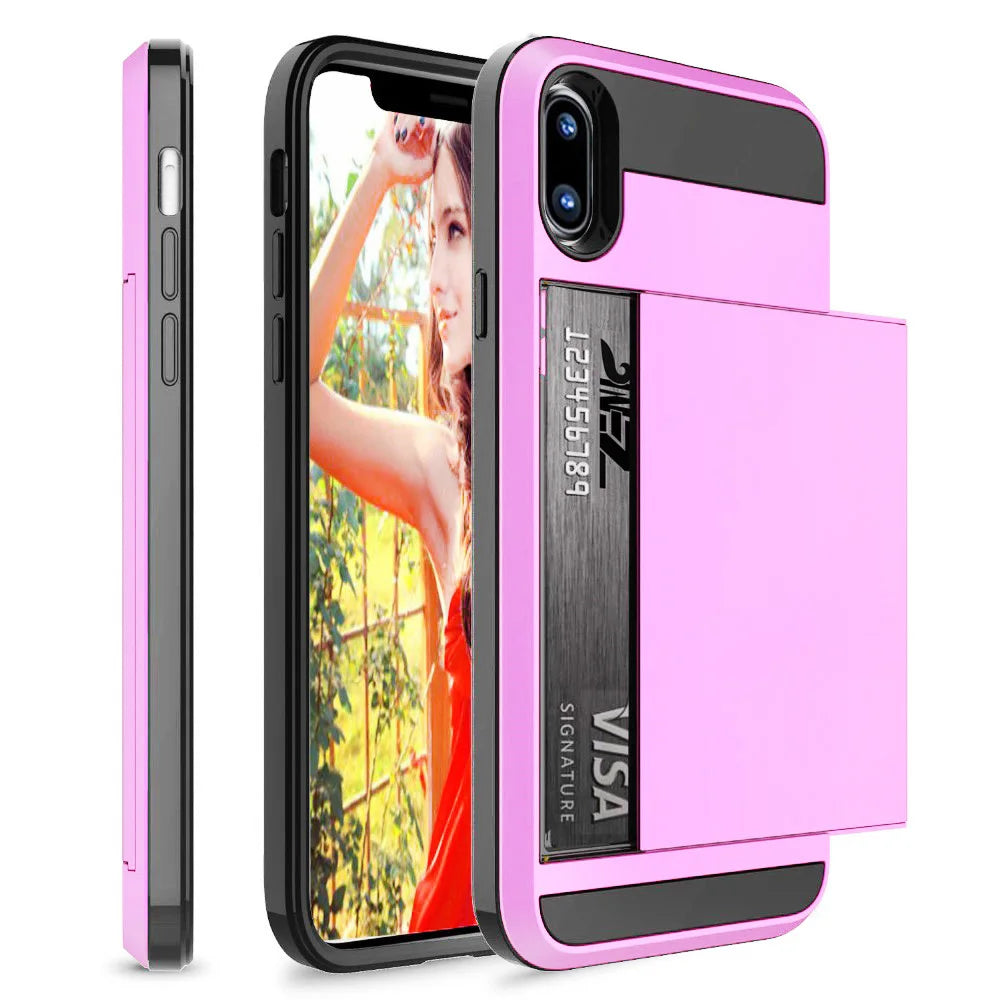 Hybrid Armor Case for iPhone 14 13 Pro Max Wallet Case Card Holder Shockproof Rubber Bumper Cover for iPhone 14 Plus Case