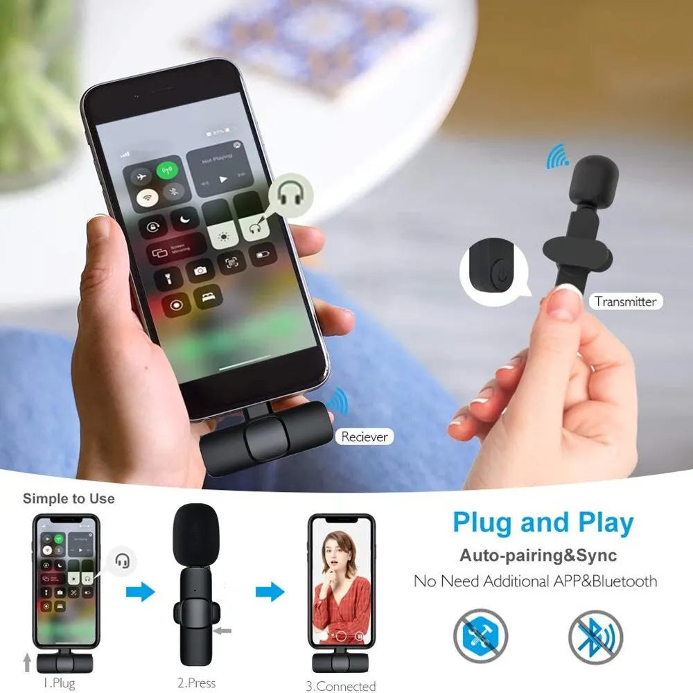 GAMINJA Wireless Lavalier Microphone Portable Audio Video Recording Mini Mic Android Live Broadcast Gaming Phone Mic1