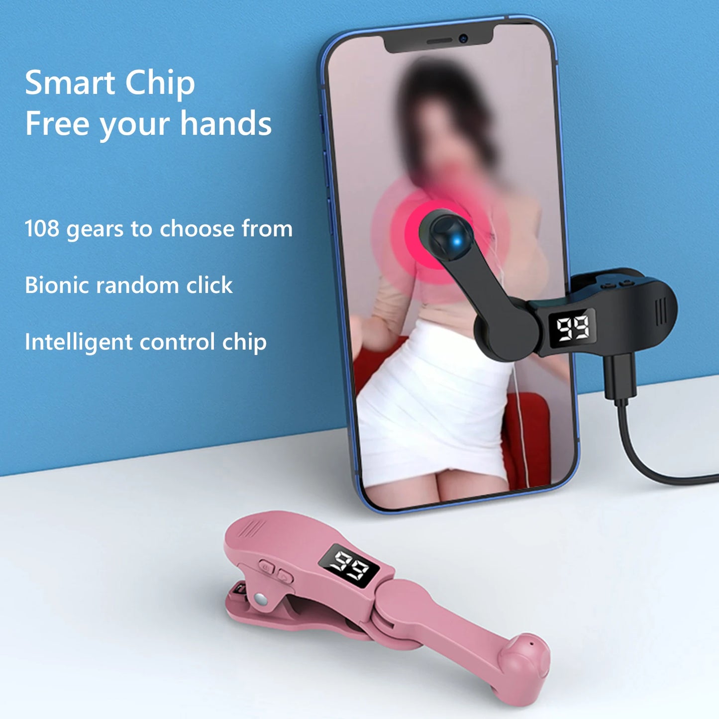 Digital Auto Screen Clicker Automatic Phone Screen Tapper 180° Rotation USB Clip-on Clicker Simulation Finger Continuous Click