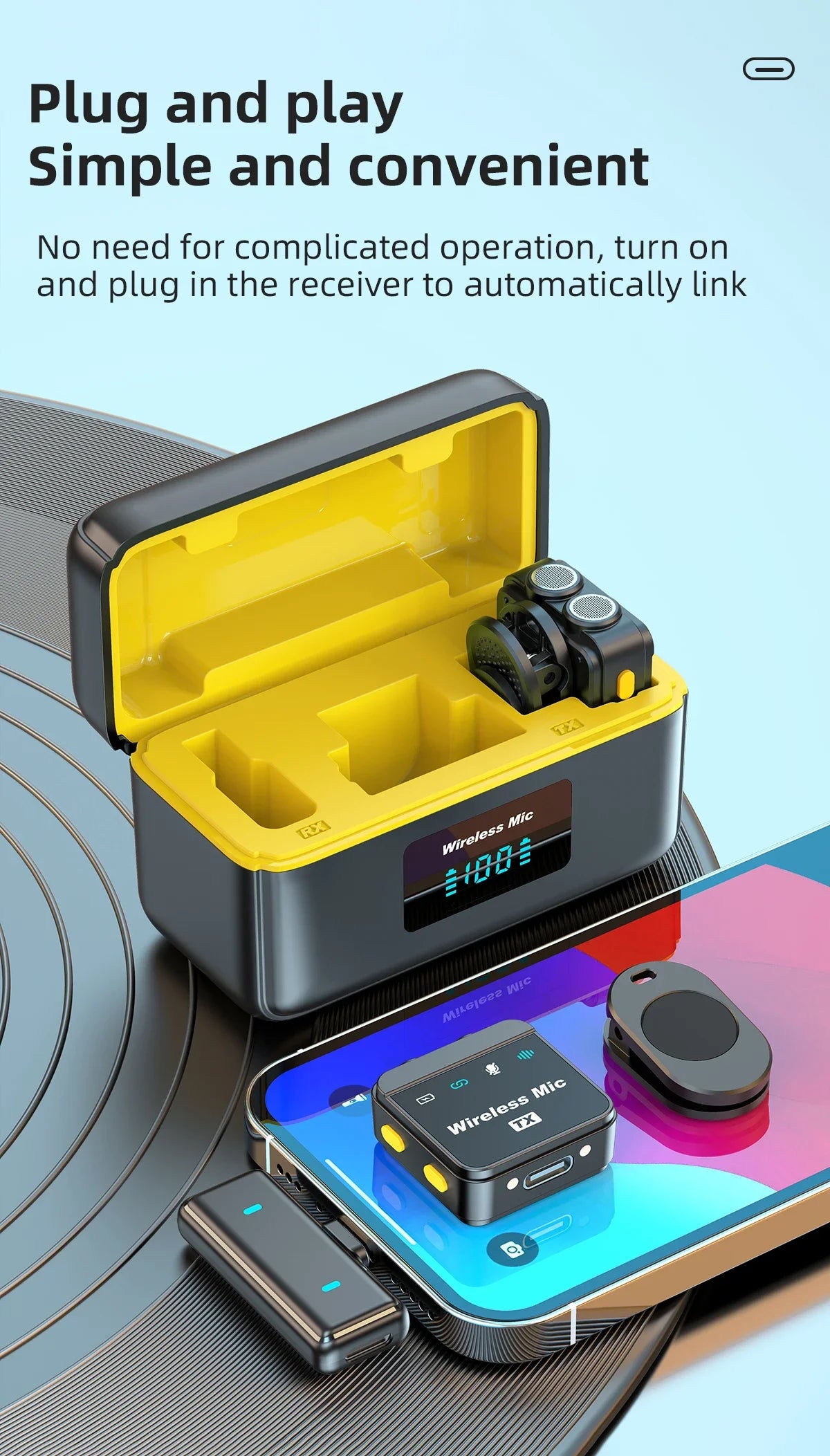 2025 Wireless Lavalier Microphone Noise Reduction Audio Video Recording Microphone For Tiktok Live Broadcast With Charging Box