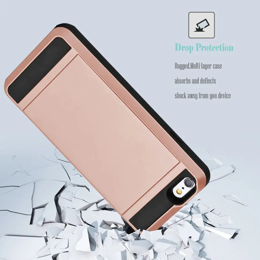 Hybrid Armor Case for iPhone 14 13 Pro Max Wallet Case Card Holder Shockproof Rubber Bumper Cover for iPhone 14 Plus Case