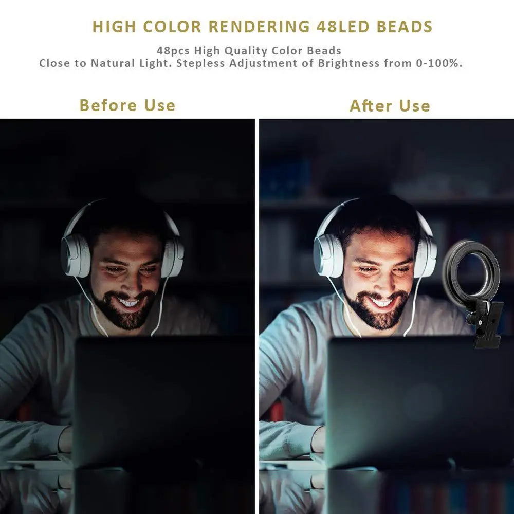 Clip-On Ring Light 4.5-Inch Photography Selfie Light Portable Selfie Phone Light Rotatable Photography Selfie Light With Phone