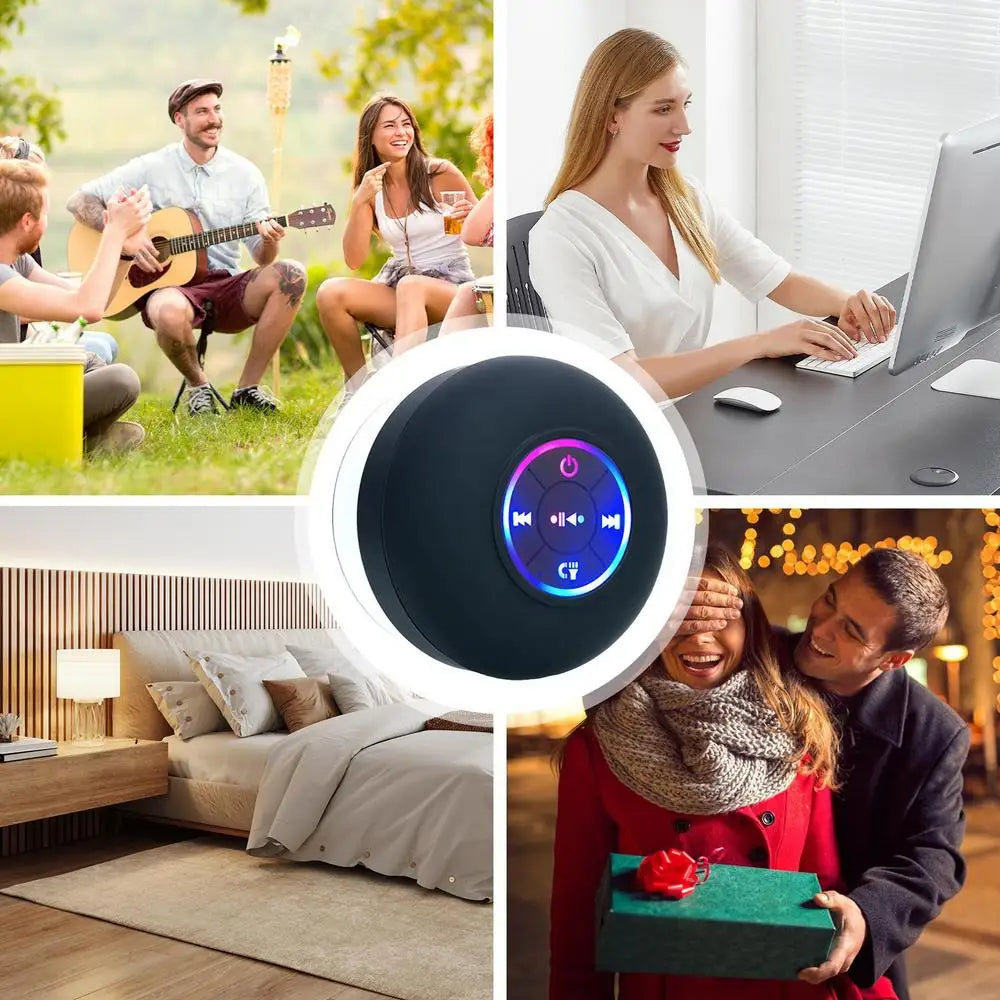 Portable LED Speaker LED Illumination Wireless Shower Speaker Dynamic Lighting Bathroom Audio Outdoor Entertainment Speaker For