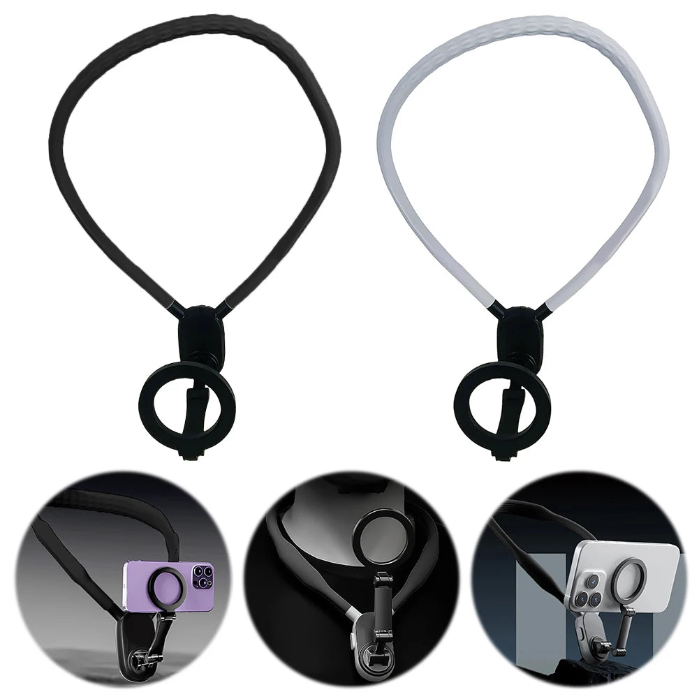 Magnetic Neck Phone Mount – Quick Release Holder for iPhone 12–15 | Vlogging & Live Streaming Accessory