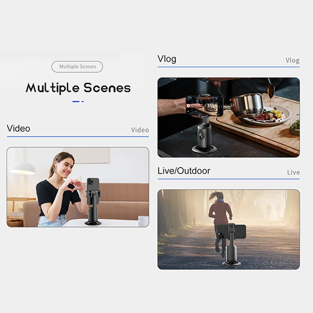 360° AI Smart Tracking Gimbal Stabilizer | Auto Face Recognition & Follow Mode | Handheld Selfie Stick for Smartphones