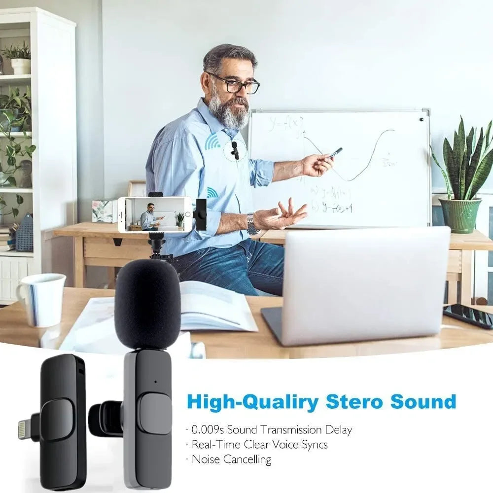 GAMINJA Wireless Lavalier Microphone Portable Audio Video Recording Mini Mic Android Live Broadcast Gaming Phone Mic1