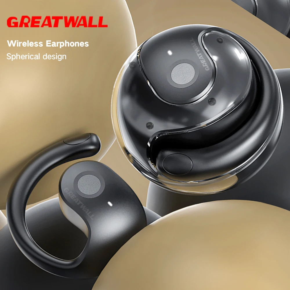 GREATWALL Wireless Bluetooth Earphones HIFI Headphones Stereo Sports Headset With Mic HD Call Earbuds Spherical Charging Case