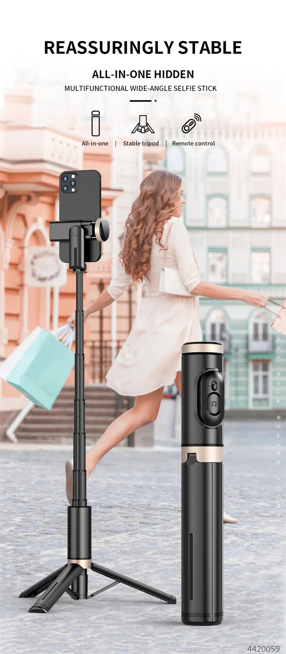 FGCLSY 2024 Bluetooth Selfie Stick & Tripod | Foldable Wireless Monopod with Remote Shutter for iPhone & Android Live Streaming & Photography