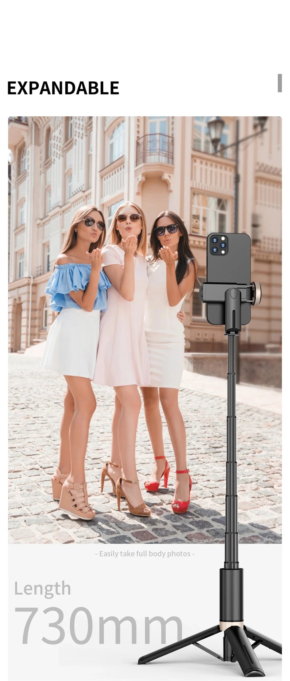 FGCLSY 2024 Bluetooth Selfie Stick & Tripod | Foldable Wireless Monopod with Remote Shutter for iPhone & Android Live Streaming & Photography