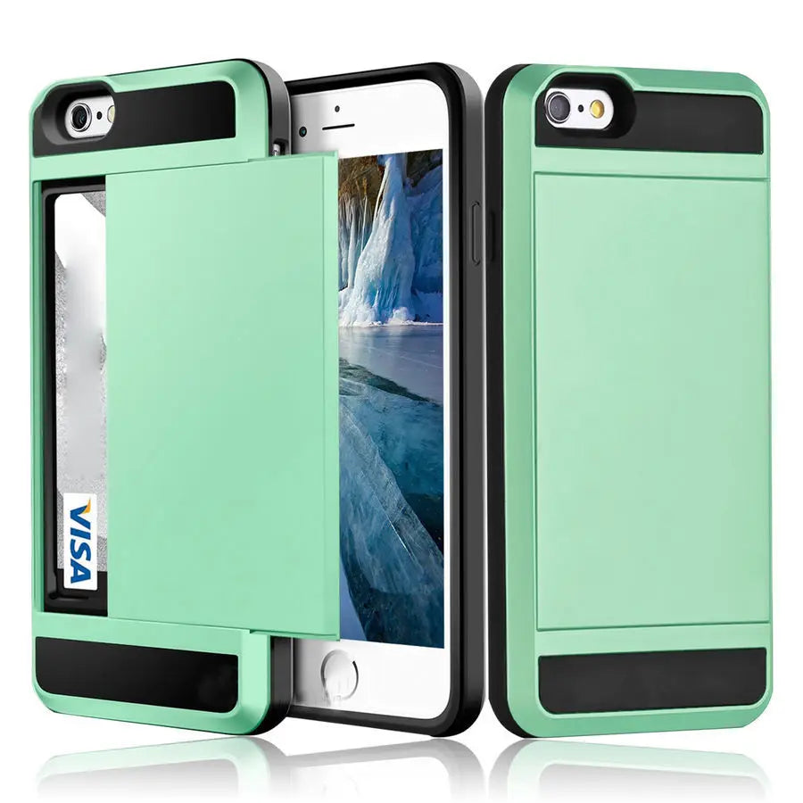 Hybrid Armor Case for iPhone 14 13 Pro Max Wallet Case Card Holder Shockproof Rubber Bumper Cover for iPhone 14 Plus Case