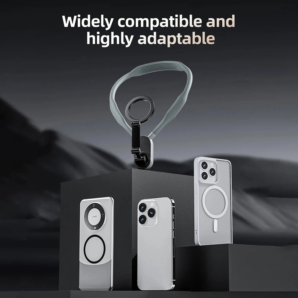 Magnetic Neck Phone Mount – Quick Release Holder for iPhone 12–15 | Vlogging & Live Streaming Accessory