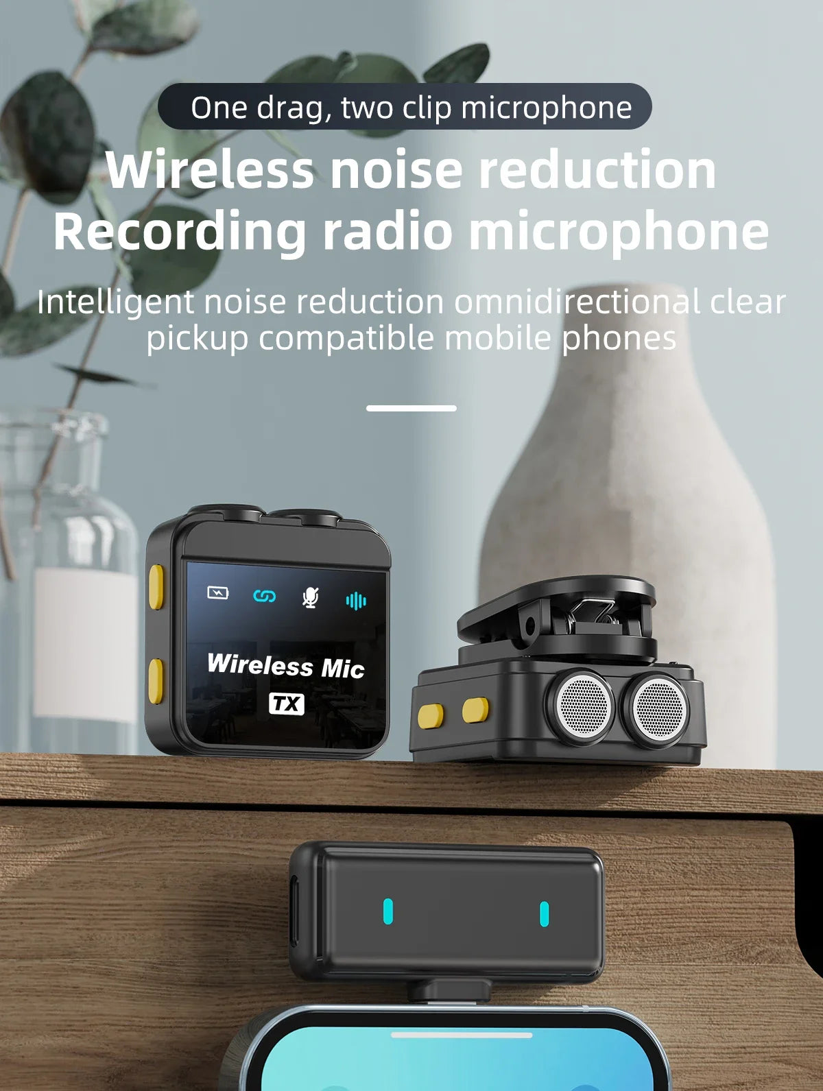 2025 Wireless Lavalier Microphone Noise Reduction Audio Video Recording Microphone For Tiktok Live Broadcast With Charging Box