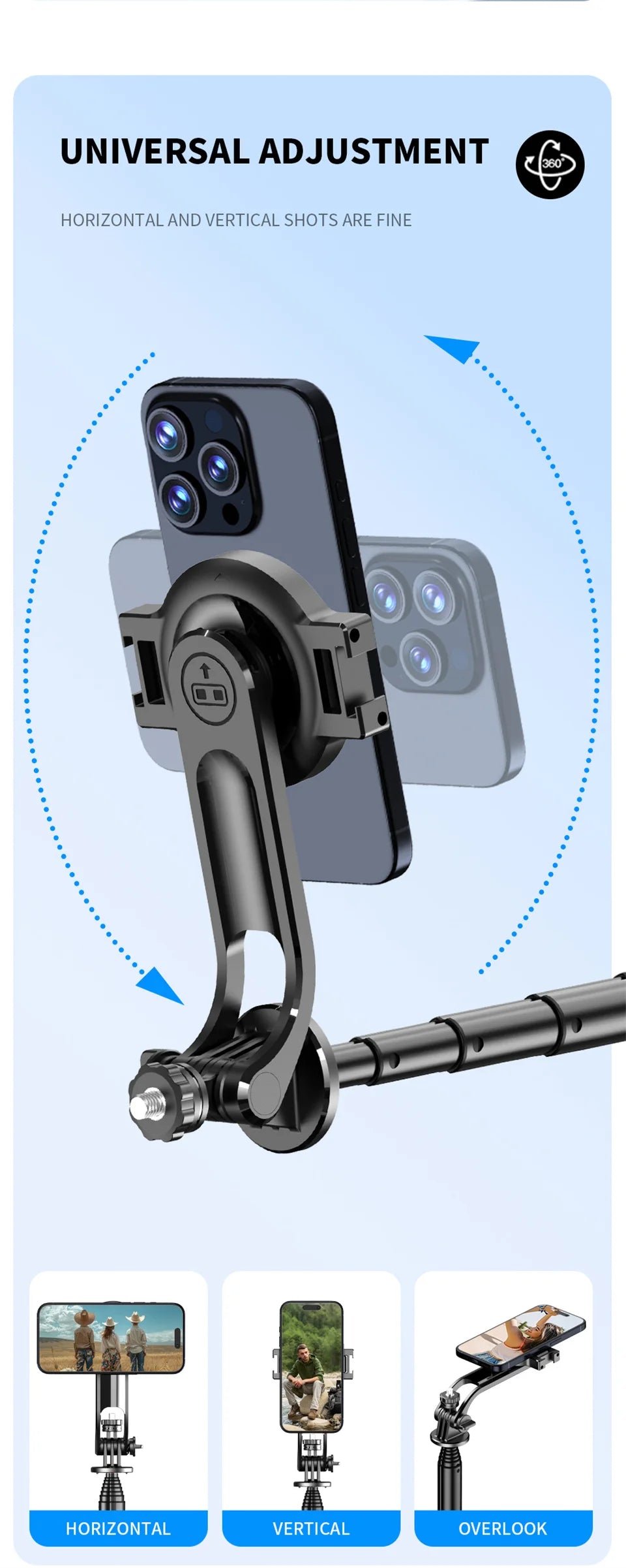 FANGTUOSI 2025 New Magnetic Selfie Stick Tripod with Remote For Cellphone For iPhone 14 13 12 Pro Max For HUAWEI XIAOMI SAMSUNG