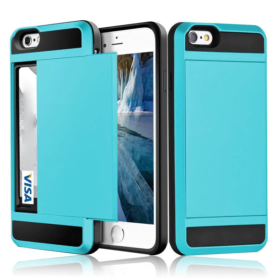 Hybrid Armor Case for iPhone 14 13 Pro Max Wallet Case Card Holder Shockproof Rubber Bumper Cover for iPhone 14 Plus Case
