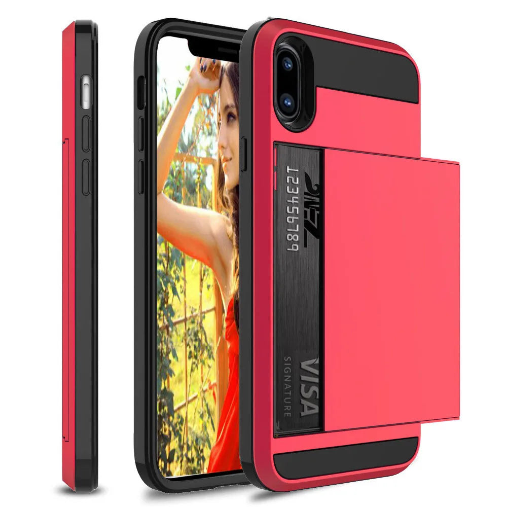 Hybrid Armor Case for iPhone 14 13 Pro Max Wallet Case Card Holder Shockproof Rubber Bumper Cover for iPhone 14 Plus Case