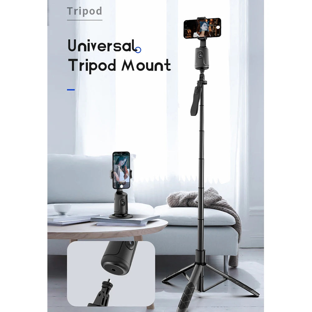 360° AI Smart Tracking Gimbal Stabilizer | Auto Face Recognition & Follow Mode | Handheld Selfie Stick for Smartphones