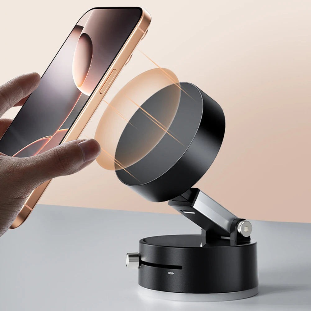 Foldable Magnetic Vacuum Car Phone Holder 360° Adjustable Double Side Suction Cup Car Navigation Bracket for iPhone 16 15 Xiaomi