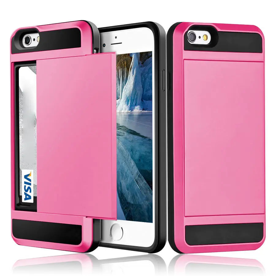 Hybrid Armor Case for iPhone 14 13 Pro Max Wallet Case Card Holder Shockproof Rubber Bumper Cover for iPhone 14 Plus Case