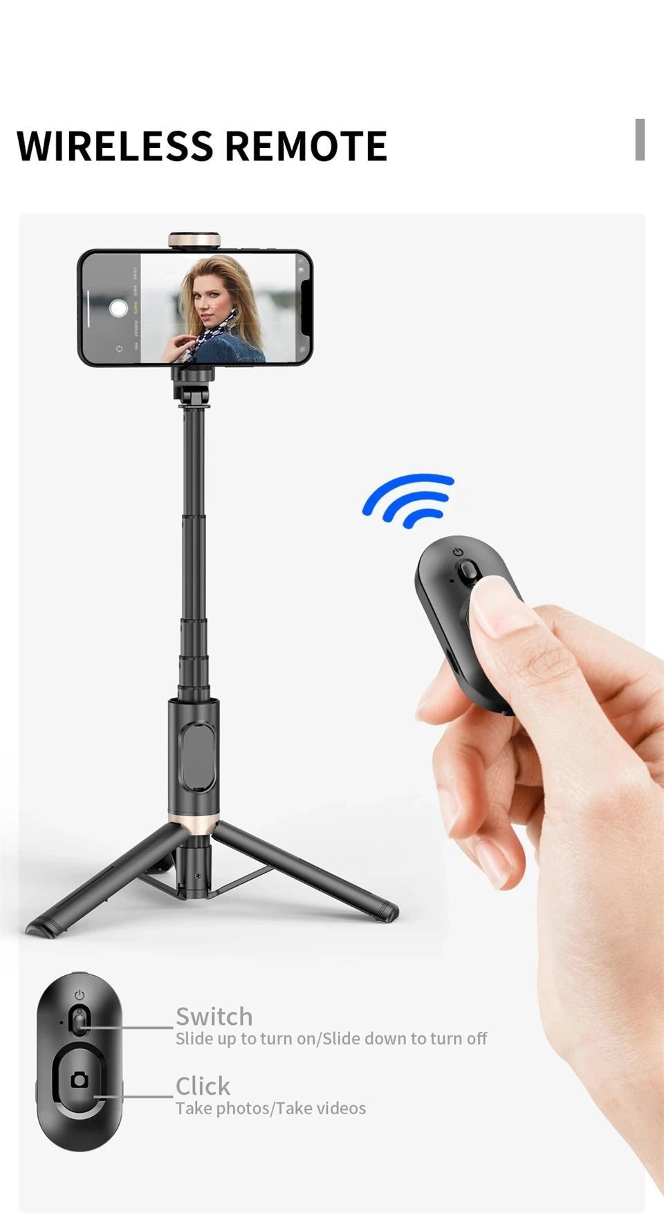 FGCLSY 2024 Bluetooth Selfie Stick & Tripod | Foldable Wireless Monopod with Remote Shutter for iPhone & Android Live Streaming & Photography