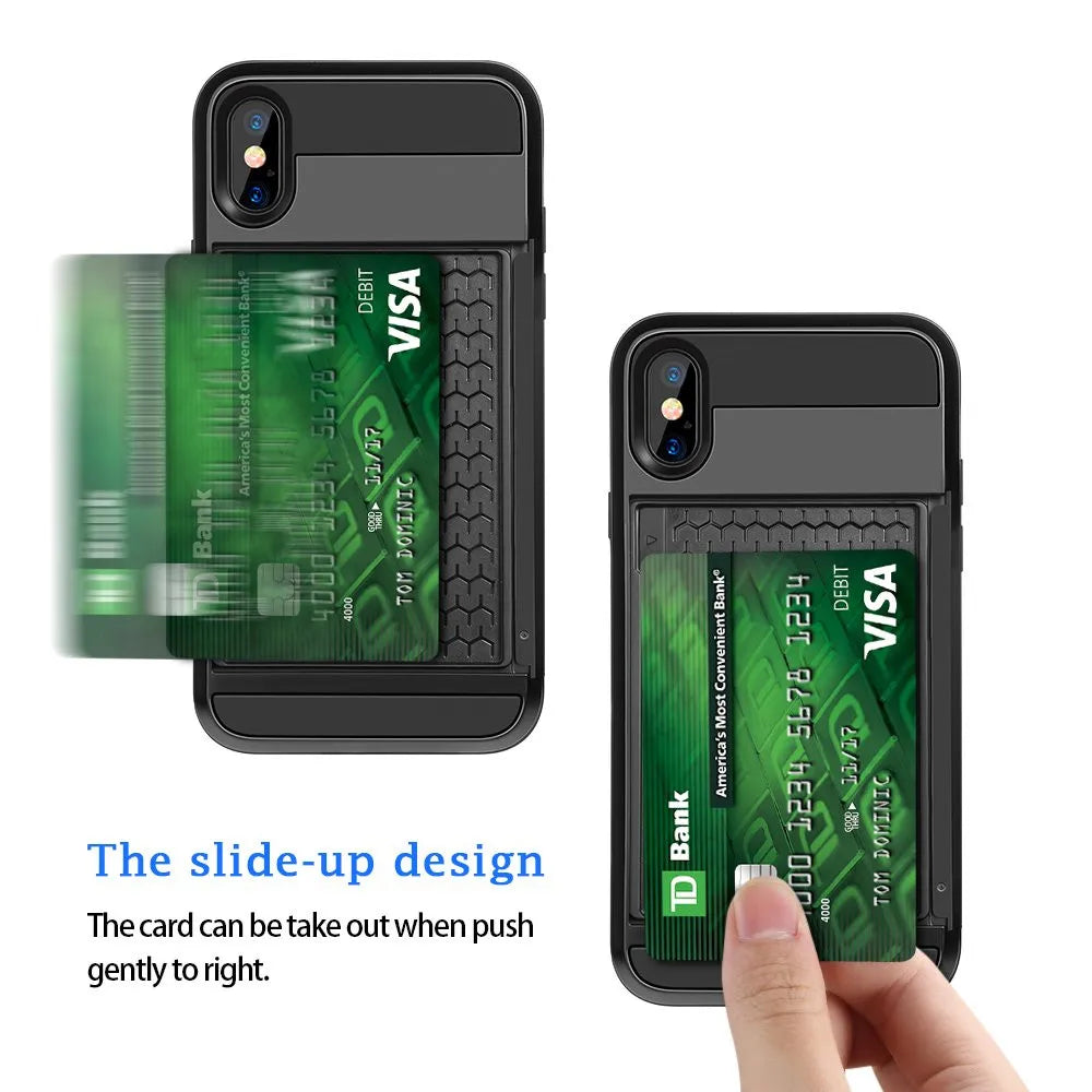 Hybrid Armor Case for iPhone 14 13 Pro Max Wallet Case Card Holder Shockproof Rubber Bumper Cover for iPhone 14 Plus Case