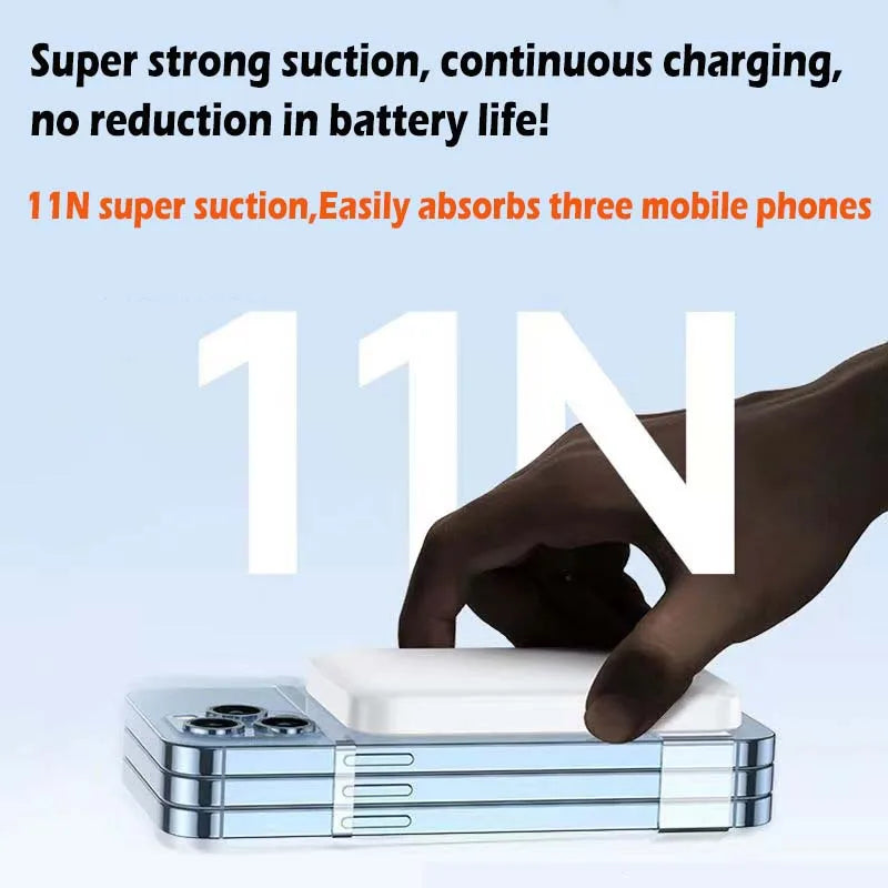 For MagSafe 5000/10000mAh magnetic wireless power bank, it is thin, light and portable, suitable for iPhone12-16 series fast cha