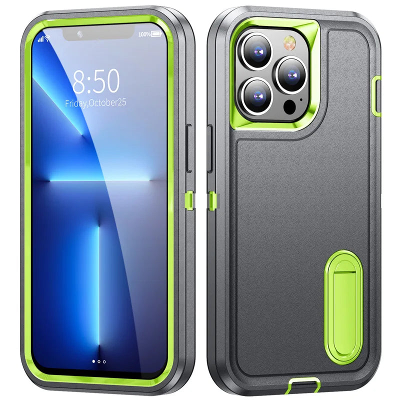 2024 Hybrid Military Grade Defender Protection Case for iPhone 16 15 14 Pro Max 13 12 11 XS XR X 8 7 6 Plus Kickstand Body Cover