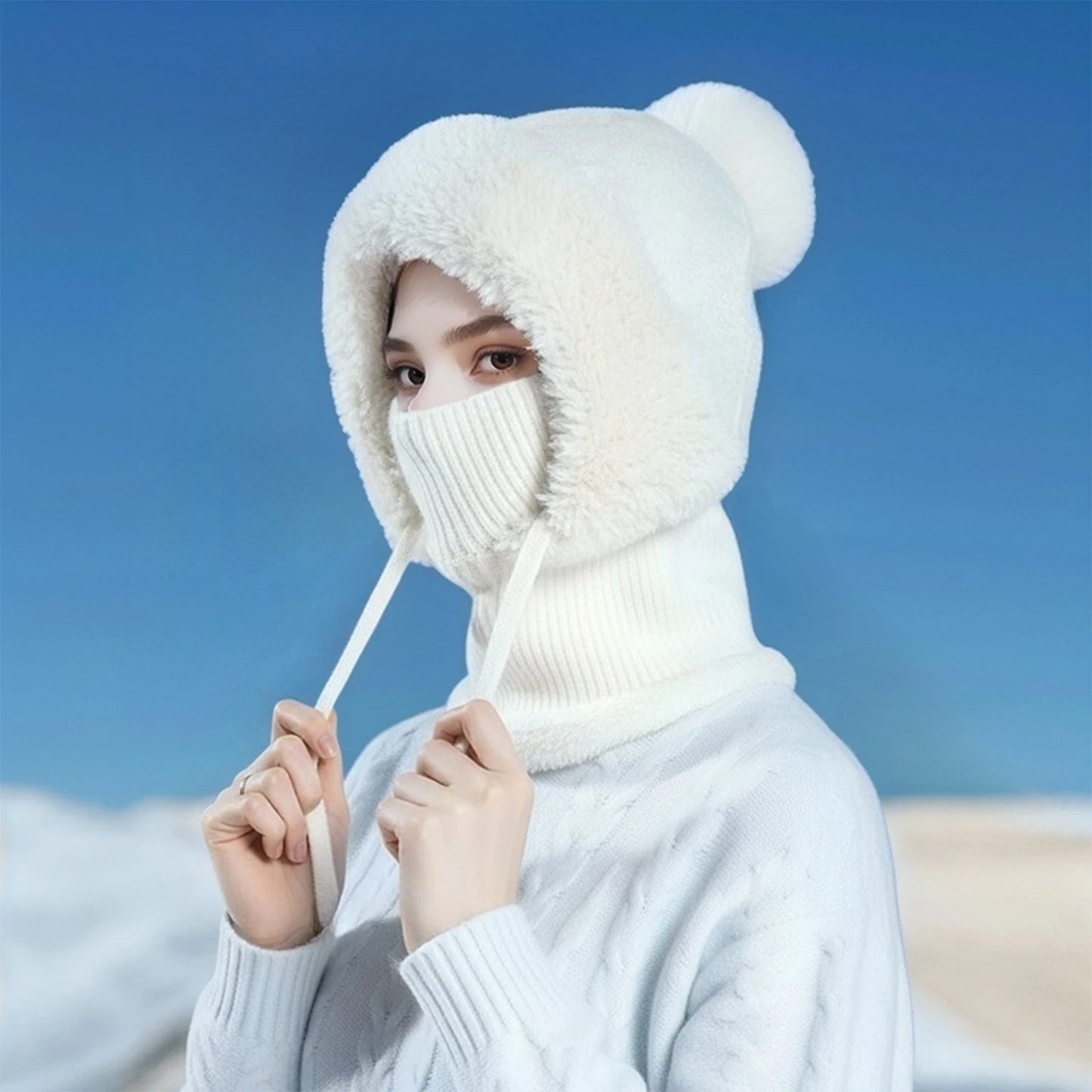 Women’s Knit Hat Scarf with Plush Insulation