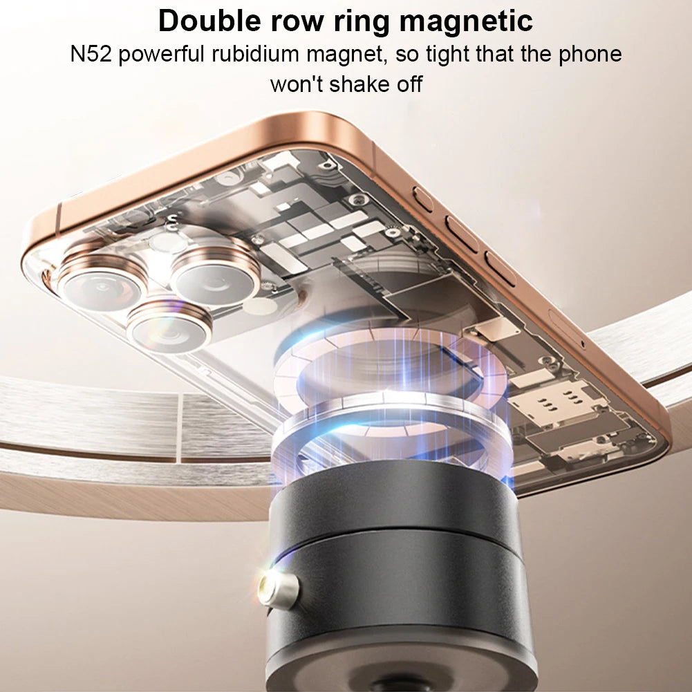 Foldable Magnetic Vacuum Car Phone Holder 360° Adjustable Double Side Suction Cup Car Navigation Bracket for iPhone 16 15 Xiaomi
