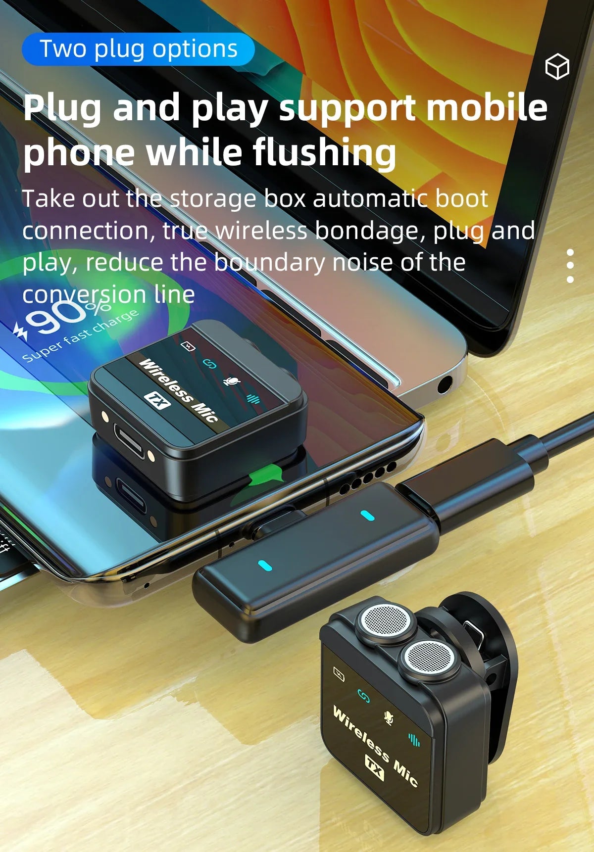 2025 Wireless Lavalier Microphone Noise Reduction Audio Video Recording Microphone For Tiktok Live Broadcast With Charging Box